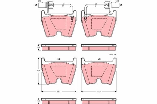 Front trw gdb1507 brake pad - front,