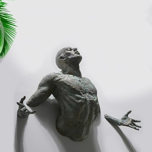 Through wall climbing man - 3d,