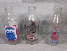 Glass Milk Bottles 1 Pint Vintage Cadburys I Love Jobs Use Your Milkman 1970's