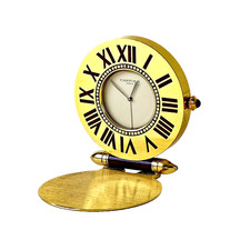 CARTIER PARIS- PENDULUM TRAVEL ALARM CLOCK – RED ENAMEL & GOLD PLATE - QUARTZ
