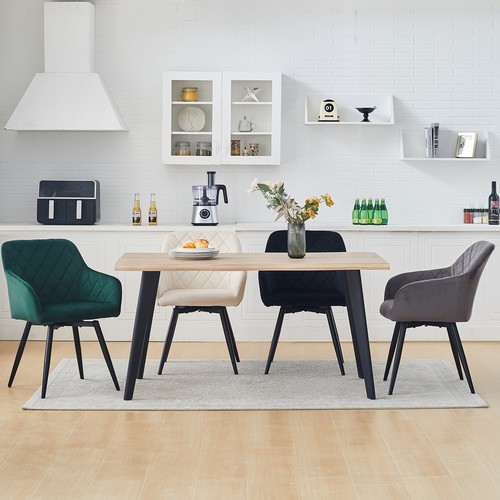 Set velvet dining - 2, chairs