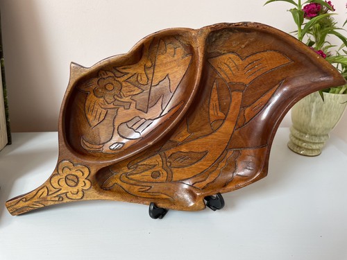 Vintage large wooden leaf - vintage,