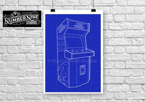 Retro arcade machine blueprint - retro,