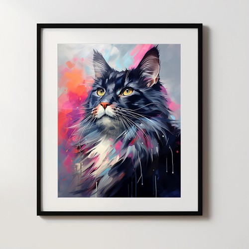 Maine coon cat - cat, print