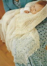 Baby Shetland Cobweb Shawl Traditional Heirloom Knitting Pattern 56x56"  839
