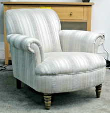 PARKER KNOLL ISABELLE ACCENT CHAIR IN A THE PARIS NARROW STRIPE SILVER FABRIC 