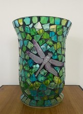 Dragonfly Mosaic Glass Vase