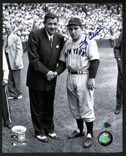 Yogi Berra HOF Signed/Auto 8x10 B/W Photo with Babe Ruth Yankees JSA 195891
