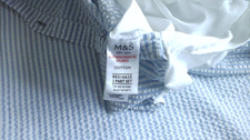 M&S Blue/White Striped Cotton Super King Duvet Cover & 2 White Pillowcases