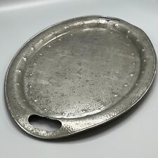 Large Antique Solid Pewter Serving Tray Handles Art Deco c1930 Vtg Barker Bros