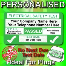 NEW 4th Edition Personalised PASSED PAT Test Labels / Stickers - BEST ON EBAY!