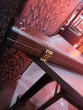 Luxury Leather 3/4 Snooker Cue Case  BROWN Alligator Skin Design 
