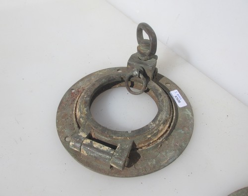 Antique brass porthole window - brass,