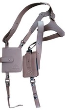 Mutarlon Brown Leather Shoulder Holster with Dual Pouches for Concealed Carry