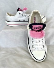 Converse All Star Size 6 Double Tongue White/pink Women’s Lace Up Trainers