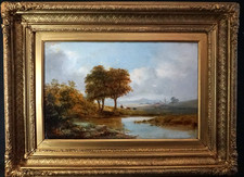 19thC. LANDSCAPE WITH CATTLE sig  WHW W.H. WILLIAMS ? ANTIQUE OIL PAINTING