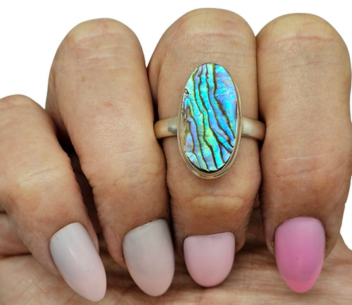 Statement paua shell ring - shell,