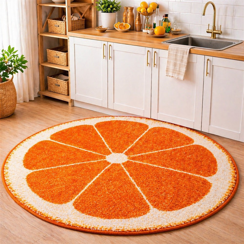 Orange round rug - orange,