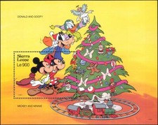 Sierra Leone 1992 Disney/Mickey/Train/Tree/Toys/Christmas/Cartoons 1v m/s b1815f