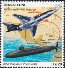 1962 Missile Crisis: F-101 VOODOO Aircraft/USS ETHAN ALLEN Submarine Stamp 2022