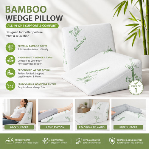 Bamboo memory foam wedge - bamboo,