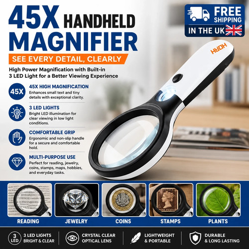 Handheld 45x magnifier reading - 45x,