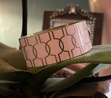 Vintage Wide Hinged Pale Pink And Gold Halcyon Days Bangle