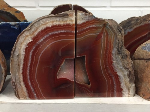Agate geode bookends - agate, natural