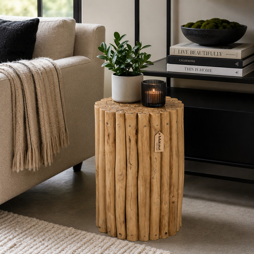 Kini natural logs side table - natural,