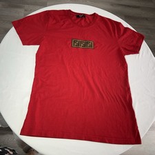 Fendi Men's Red T-shirt Size L