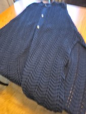 Unique Possibly handmade Long crochet PONCHO Cape Nurses Style Gold Buttons 