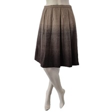Luisa Spagnoli Wool Pleated Skirt UK 10 Brown Neutral High Rise Knee Length