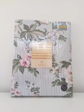 Oasis Bailey Floral & Stripe Eyelet Lined Curtains Spotted Lining L66” x D54”