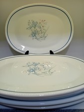 PYREX OVAL STEAK PLATES 6 PACK GLASS VINTAGE 1970S,  IRIS BLUE.