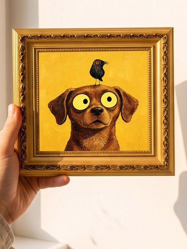 Funny dog with - on, head