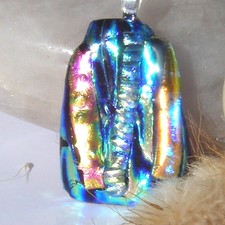 Dichroic Glass Pendant Necklace Handmade Multi-colour - DP1025