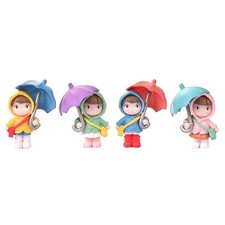 Cute Umbrella Girl Figurines  Plant Pot Statues Decor Desktop Ornament 4pcs E6O7