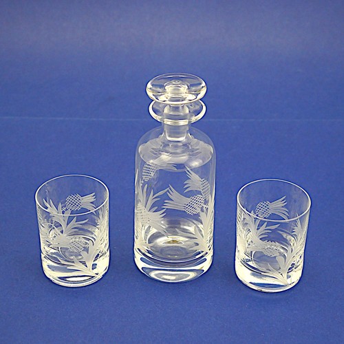 Small thistle etched decanter - thistle,