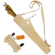 Beige leather archery quiver - leather,