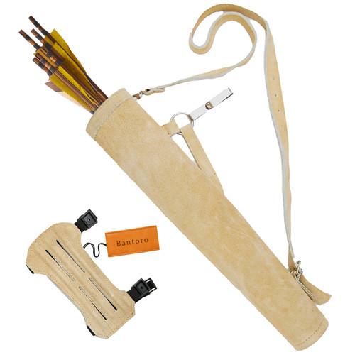 Beige leather archery - beige,