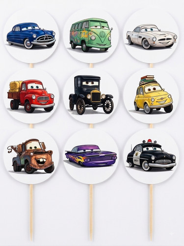Car cupcake toppers - 9pc, set