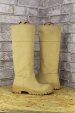 BEIGE FAUX LEATHER PULL ON