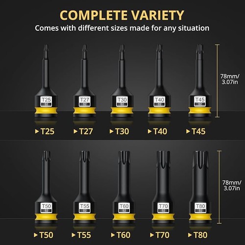 10pc drive impact torx - drive,