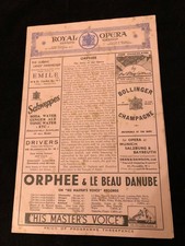 Royal Opera Covent Garden 1937 programme, performance of Orphee/Le Beau Danube