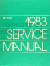 1983 RAM Van Voyager Shop Manual 83 Dodge B150 B250 B350 Plymouth PB150-PB350