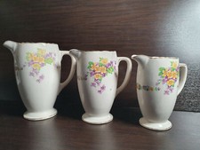 Set of 3 Vintage Rare A J Wilkinson Ltd Staffordshire Floral Creamer/Milk Jug