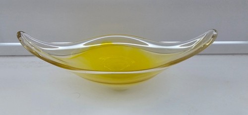 Yellow art glass trinket - yellow,