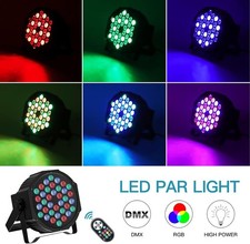 Leleght 2 x RGB LED Stage Light, 72W Par Can Light DMX 7CH