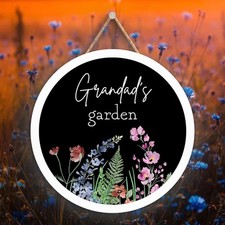 Grandad's Garden Floral Giftware Home Decor Wooden Circle Hanging Plaque