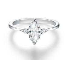 1ct Marquise Cut Ring Solitaire 18k White Gold Lab-Created Diamond Test Pass 6